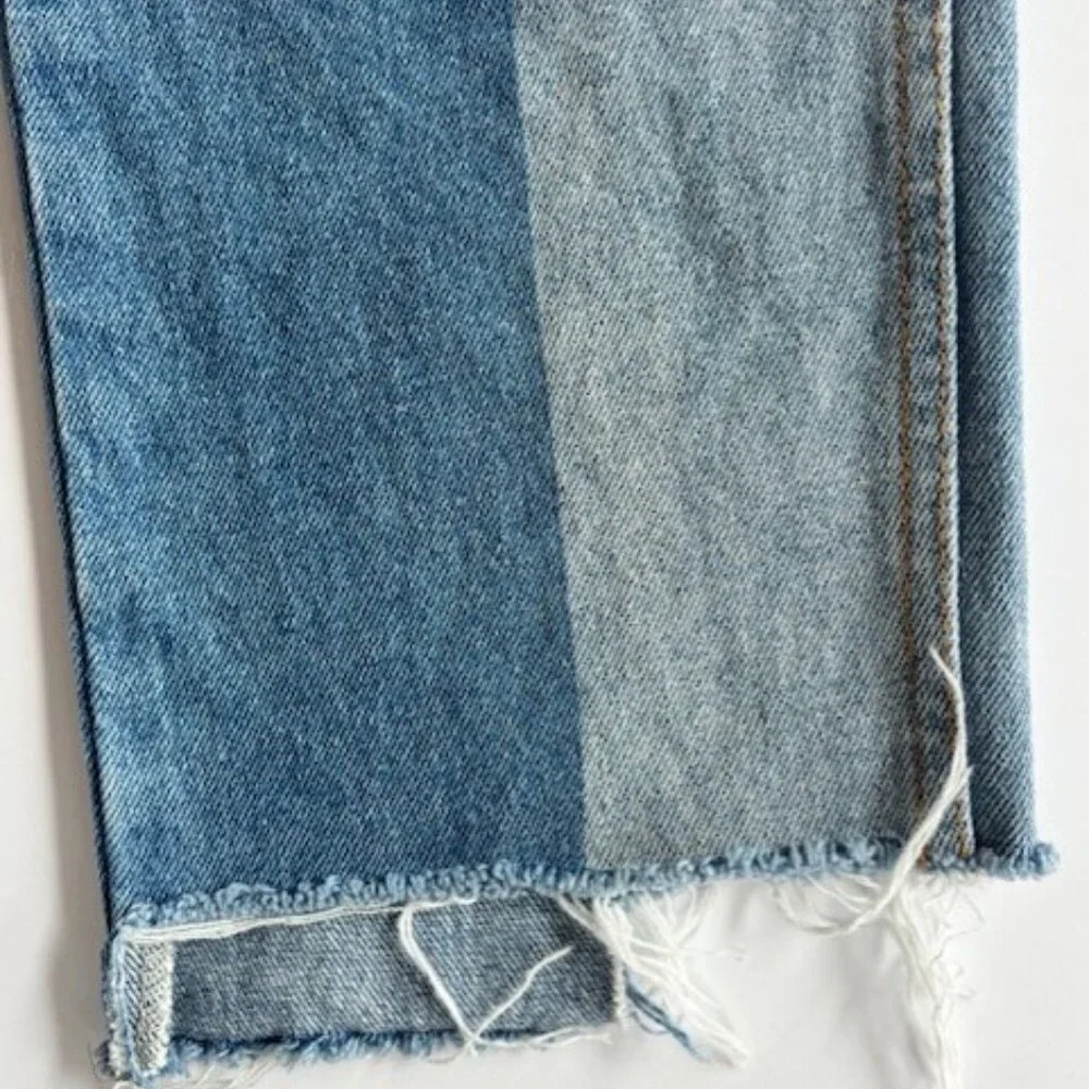 Dance & Marvel Jeans Women's M Blue Distressed Raw Hem Wide Leg High Rise Ankle